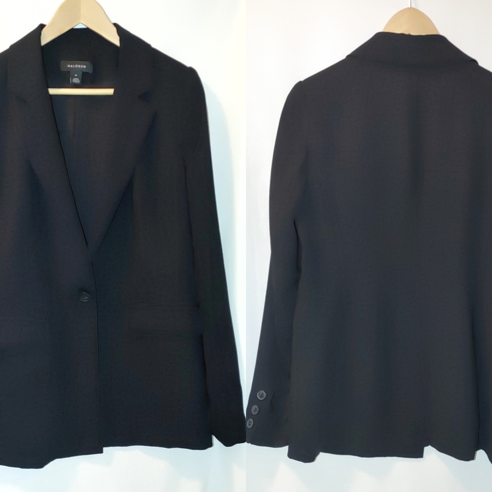 Halogen Blazer One Button Black Medium M Classic - image 1
